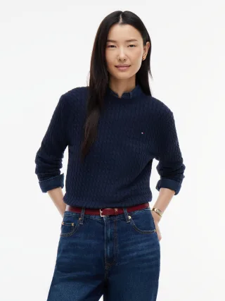 COTTON CABLE FINE GG C-NK SWT Dark Blue - Gr. - M