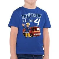 Shirtracer T-Shirt Tatü Tata Ich bin 4 Geburtstag I 4. Geburtstag Feuerwehr I Vierter Geb (1-tlg) Feuerwehrmann Sam Jungen
