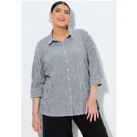 Ulla Popken Hemdbluse Bubble-Bluse Streifen Hemdkragen 3/4-Arm