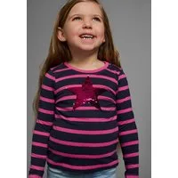 KIDSWORLD Langarmshirt für kleine Mädchen langärmlig, Basic-Passform, mit mehrfarbigen Streifen