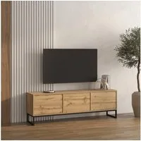 OTTO home Lowboard Loft, Breite 157 cm, TV-Board 3 Klappen, Metallkufen, TV-Kommode mit viel Stauraum, push-to-open-Funktion