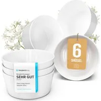 PURE LIVING INTERIOR DESIGN Geschirr-Set Pure Living Müslischale 6er 16cm »Crystal«, Porzellan Weiß, 6 Personen, Porzellan, Zeitloses minimalistisches Design, Reines Weiß – elegant & schlicht, …