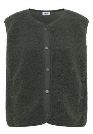 CECIL - Teddy-Weste mit Softshelldetails dried olive green - Gr. - L