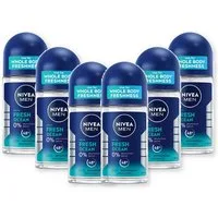 Nivea Men Deo-Roller Deodorant Fresh Ocean Deo Roll-On 6 x 50ml, 6-tlg.
