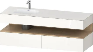 Duravit Qatego Einbauwaschtisch mit Konsolenwaschtischunterbau Weiß Hochglanz 1600x500x600 mm - QA47 QA4795030220010