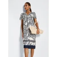 MADELEINE Midikleid Viskosekleid mit Paisley-Print Druckkleid mit Rundhals mit V-Ausschnitt, Knielänge und Kurzarm