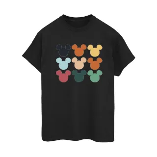 Disney Damen/Damen Micky Maus Köpfe Quadratisch Baumwolle Boyfriend T-Shirt (Schwarz)