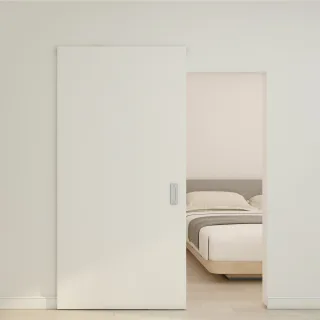 Holzschiebetür Komplettset mit unsichtbarer Laufschiene 1030x2100mm Weiß Design Schiebetür inkl. Softclose