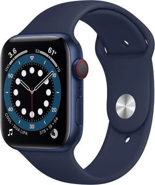 Apple Watch Series 6 [GPS + Cellular inkl. Sportarmband dunkelmarine] 44mm Aluminiumgehäuse blau