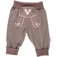 P.Eisenherz Trachtenhose Babyhose im Lederhosenstil mit rosa Stickerei mit elastischem Hosenbund