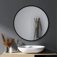 WDWRITTI Badspiegel Spiegel Rund Rundspiegel mit ohne beleuchtung Ø40/50/60/70/80cm (Wandspiegel Badezimmerspiegel, Touch, Uhr auswählbar), Hochauflösende kupferfreie Spiegel, IP44