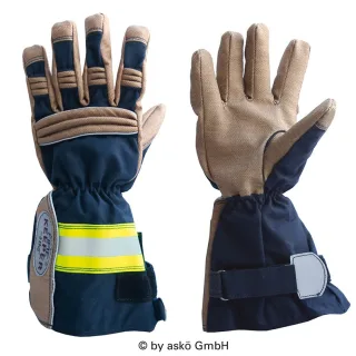Brand-Handschuh FIRE KEEPER® EN PBI askö lange Stulpe | Blau | flammfest | hitzebeständig | 3M Scotchlite Reflexbänder | EN 659:2008 6