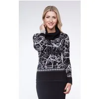 Passioni Strickpullover mit Rollkragen und abstraktem Muster