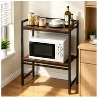 ibettertec Standregal Standregal Küchenregal Mikrowellen Regal 2 Stufiges, Mikrowellenregal Mikrowellenständer Mikrowellenhalter Küchenorganizer ständer, geeignet für Küchen, Schlafzimmer, Wohnzimmer und Arbeitszimmer