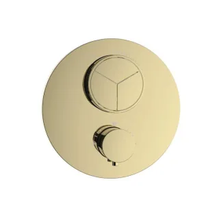 Herzbach Deep PUSH round Fertigmontageset 30.803055.1.03 Unterputz-Thermostat, für 3 Verbraucher, chrom, PVD gold