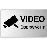 OFFORM DESIGN Hinweisschild Videoüberwacht 60x100 mm Aluminium Edelstahloptik selbstklebend, (1 St)
