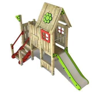 Professioneller Spielturm für öffentliche Spielplätze - Robuster Kletterpark mit Rutsche 9x9 cm Pfosten - Langlebiges Spielgerät - Wickey