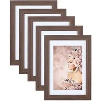 IDEAL TREND Bilderrahmen 5er Pack Holz Bilderrahmen Foto Plexi Rahmen Acryl Collage Wanddeko Po, für 5 Bilder (5 St), Natürliche Holzmaserung sichtbar, leichte Farbabweichungen möglich