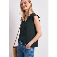 STREET ONE Shirtbluse Sommertop - Split Neck mit Rüschen und Bändern