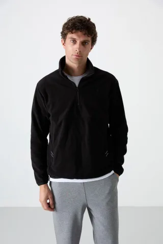 Herren Slim Fit Halb-Reißverschluss Plüsch Sweatshirt