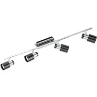 EGLO Deckenleuchte Davida 1 Deckenlampe, Deckenspot aus Metall, Wohnzimmerlampe, GU10, LED fest integriert, Spot - L78 x B7 cm - nickel-nero - 4X4,6W inkl.