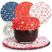 com-four Marmeladenglas Schmuckdeckchen für Einmachgläser - Marmeladen-Deckchen mit Gummis, (30-tlg)