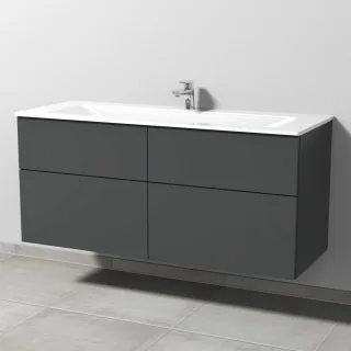 Sanipa 3way Glas-Set Glas-Waschtisch und Unterbau mit 4 Auszügen, Anthrazit-Matt SM20722