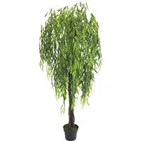 Kunstbaum Weide Weidenbaum Kunstbaum Künstliche Pflanze mit Echtholz 180 cm Weidenbaum, Decovego, Höhe 180 cm