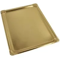 Starpak Servierplatte 5 Servierplatten, Pappe, PET-beschichtet eckig 34 cm x 45,5 cm gold