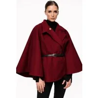 Worldclassca Poncho Worldclassca Poncho Crop Jacke Elegant Umhang Stehkragen mit Gürtel Neue Kollektion - Stilvolle und gemütliche Mode für Damen