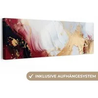 OneMillionCanvasses® Leinwandbild Panorama Rot - Abstrakt - Gold - Modern, Fotodruck (1 St), Wandbild, Deko Schlafzimmer Wohnzimmer Flur 60x20 cm