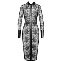 Noir Handmade Midikleid halblanges Kleid in schwarz - M