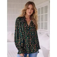 ANNIS Fashion & Accessoires Schlupfbluse "SMARAGD NOMADE" v. JAASE (1-tlg) NEU, graphisches Muster, Viskose