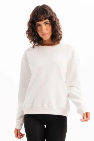JUSTEVER Rundhals-Sweatshirt-Trainingsoberteil mit Basic-Muster, ecru, Damen - Aura