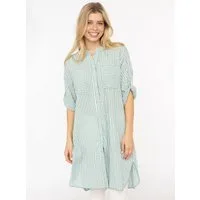 Zwillingsherz Longbluse "Kida" One Size, Streifen, Knopfleiste, Brusttaschen, 3/4-Arm