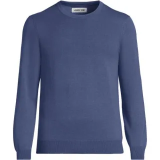 Rundhals-Pullover aus Baumwoll-Feinstrick für Herren, Herren, size: regular, Blau, Baumwolle, by Lands' End
