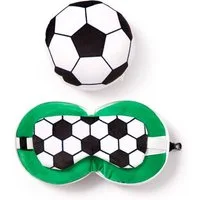 Puckator Reisekissen und Schlafmaske Fußball, Plüsch, 1-tlg., Kopfkissen, ca. 15 x 28 x 7 cm (geöffnet)