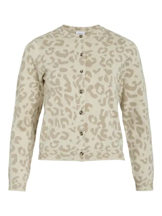 VILA - VIMAYAS O-NECK L/S KNIT CARDIGAN - NOOS Super Light Natural Melan - Gr. - S