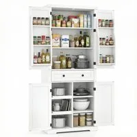 COSTWAY Vorratsschrank Küchenbuffet Hochschrank, mit Schiebetabletts, 184cm