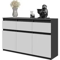 Furnica Kommode NOAH, 3 Schubladen und 3 Türen - Anthrazit Grau H75cm B120cm T35cm
