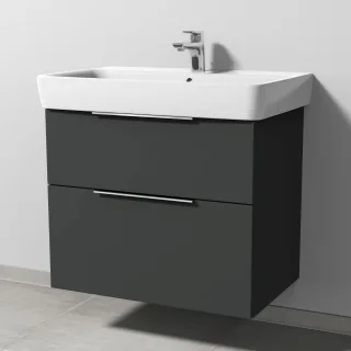 Sanipa 3way Waschtischunterbau zu Geberit Renova Plan Waschtisch mit 2 Auszügen, Graphit-Matt UP8781B