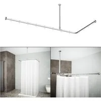 Aquabad® Duschvorhangstange Hastaflex Vario Duschvorhangstange, 2-läufig, kürzbar, Aluminium, Farbe: Chrom, 90x90cm bis 80x 175cm