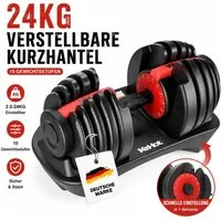 kehot Hantel-Set Verstellbare Kurzhantel 24 kg mit 15 Gewichtsstufen, (Einhand-Schnellverstellung mit stabiler Ablage, Kompaktes Hantelset für effektives Home-Gym Krafttraining), 2,5–24 kg Anpassung für Anfänger und Fortgeschrittene
