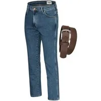 Wrangler Straight-Jeans Texas Authentic Straight Herren-Strechjeans mit Gürtel