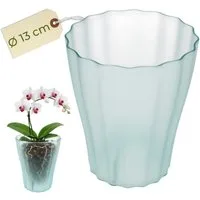 GarPet Blumentopf Orchideentopf Transparent Orchideen Übertopf Kunststoff Stufenboden