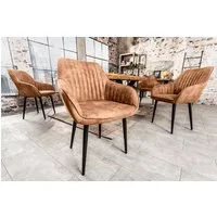 riess-ambiente Polsterstuhl TURIN hellbraun / schwarz (Einzelartikel, 1 St), Esszimmer · Microfaser · Metall · mit Armlehne · Retro Design