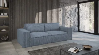 Sofa 3-Sitzer mit Schlaffunktion VAJANA Stoff Tilia Azurblau