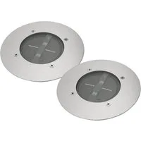 smartwares LED Gartenstrahler, Tageslichtsensor, LED fest integriert, Neutralweiß, 2er-Set Solar-leuchte Boden-Einbaustrahler Außen, Bodenstrahler Ø 14cm