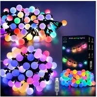 PRIISF LED-Lichterkette LED Lichterkette mit 25/50 Kugeln Beleuchtung RGB Bunt Garten Innen, mit Fernbedienung Bluetooth Smart APP Weihnachtsbäume Xmas Deko