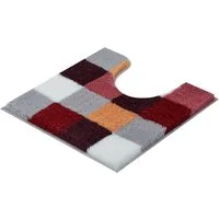 Kleine Wolke Badematte Caro, Badvorleger, Badezimmer Teppich, Höhe 25 mm, rutschhemmend beschichtet, fußbodenheizungsgeeignet, Kunstfaser, quadratisch, WC Vorleger mit Ausschnitt, Badteppich, modernes Karo-Muster, Pastell-Farben, waschbar